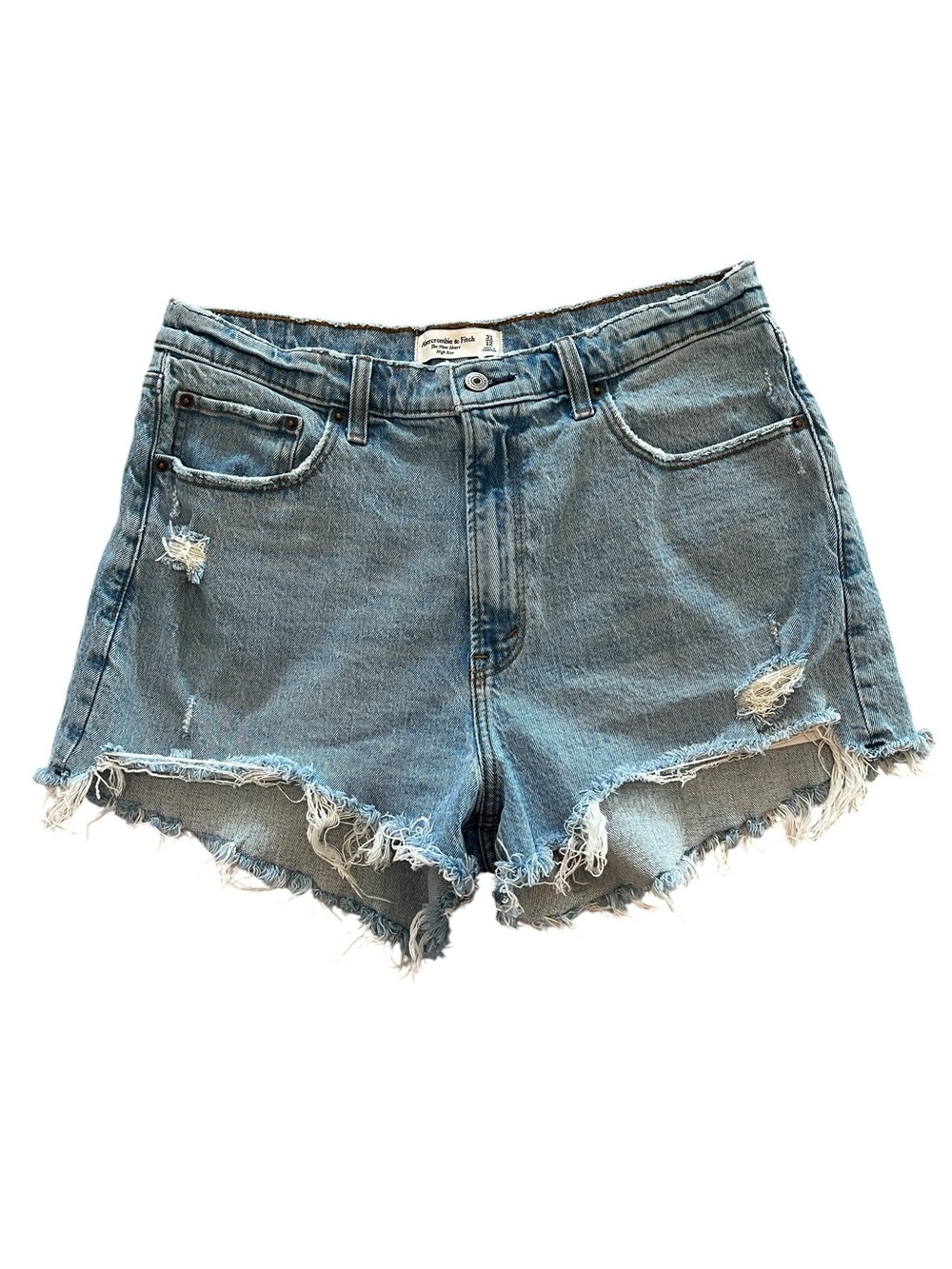 Abercrombie & Fitch The Mom Short Distressed Denim Cutoff Frayed Hem- 31/12